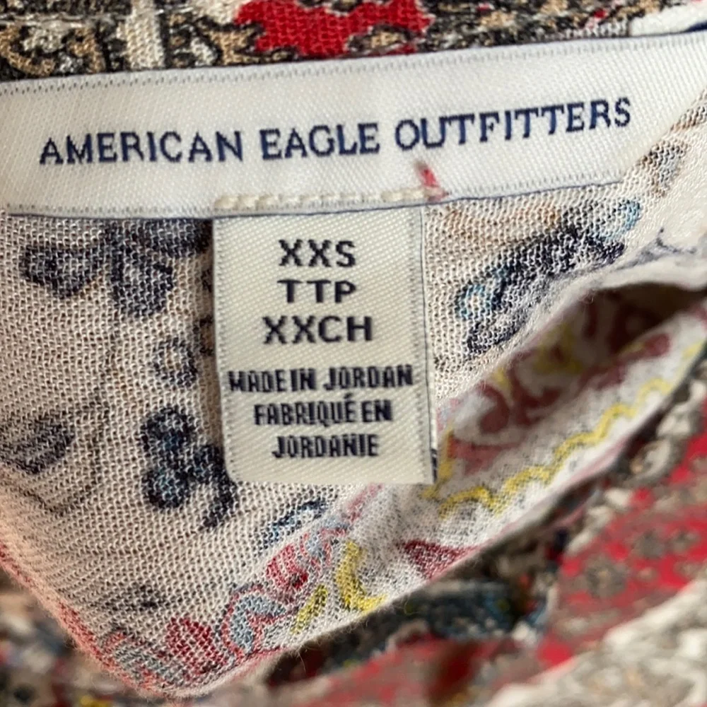 AEO‎ paisley long sleeve boho ruffled shorts romper